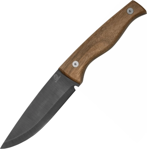 BeaverCraft BSH3 bushcraft nôž s modrenou čepeľou z uhlíkovej ocele, orechová rukoväť a kožené puzdro