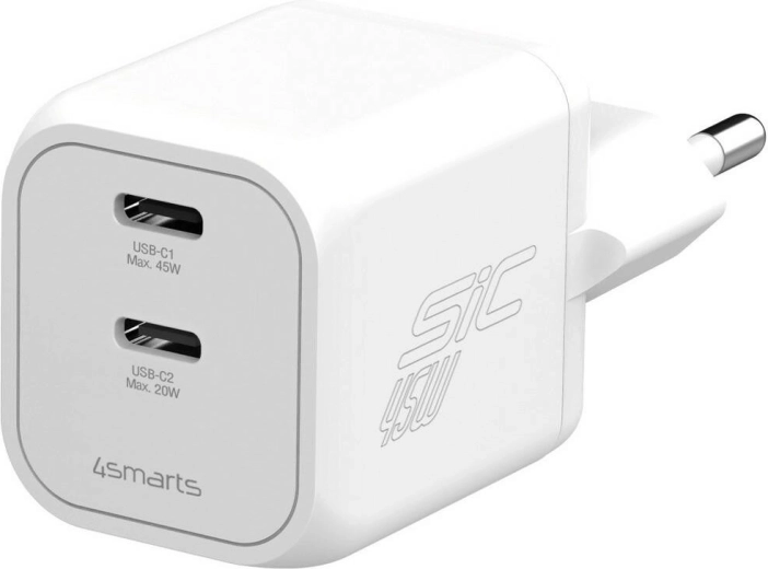 Sieťová nabíjačka 4smarts 45 W PD SiC Dual biela