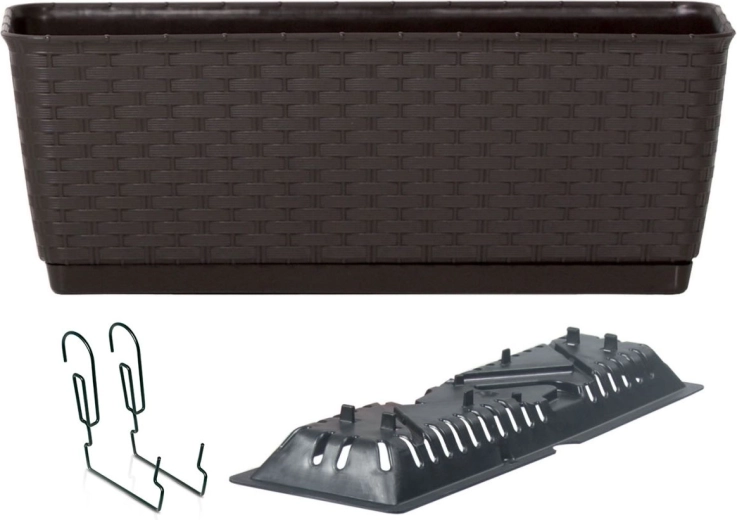 Závesný ratanový truhlík s hákmi RATOLLA PW 40 cm – umbra
