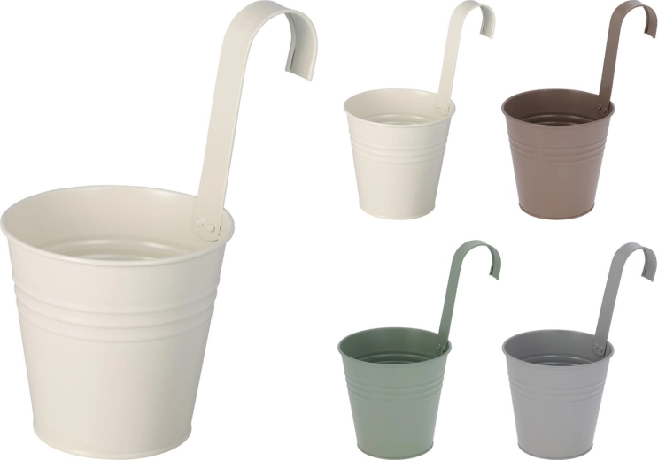 Závesný dekoratívny kvetináč 13 cm z pozinkovaného kovu – mix farieb
