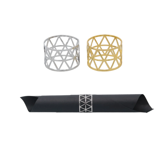 Sada krúžkov na servítky v zlatej a striebornej farbe, 4 ks