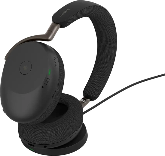 Jabra Evolve3 85 MS s adaptérom Link 390c, čierne, bezdrôtová nabíjačka