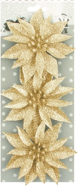 Vianočné ruže s glitrami zlatá