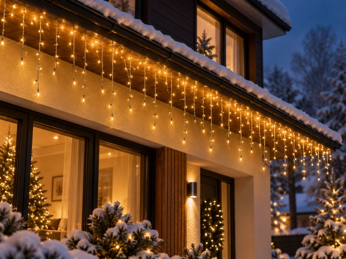 Svetelný záves – rampúchy 300 LED teplá biela 15 m - 1 kus