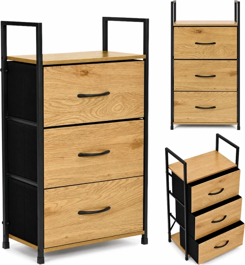 Komoda s 3 textilnými zásuvkami ModernHome