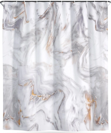Vodoodolný sprchový záves mramor 180 × 180 cm s háčikmi