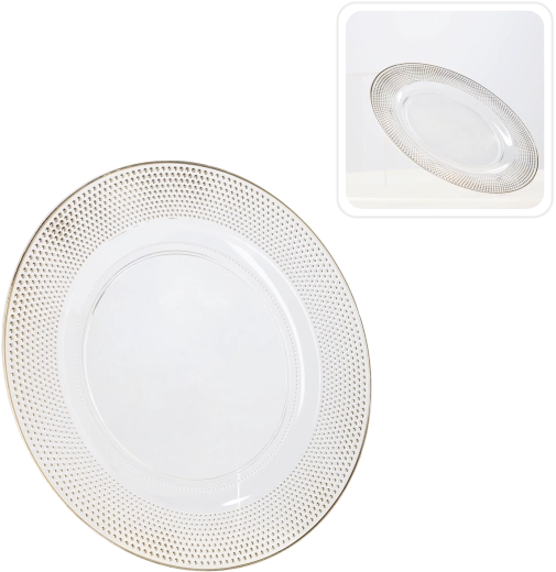 Transparentno-zlatý okrúhly podtanier 33 cm (6 ks)