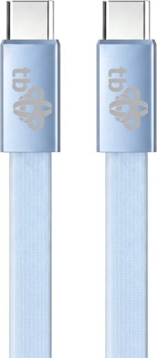 Plochý silikónový kábel USB-C na USB-C 1 m svetlomodrý