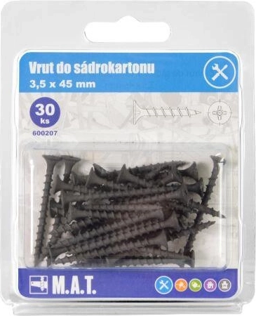 Skrutka do sadrokartónu 3,5 × 45 mm, hrubý závit, fosfátovaná (30 ks)