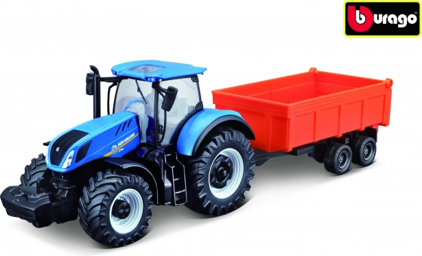 Bburago Farmland traktor NEW HOLLAND T7.315 HD so sklápacím prívesom 10 cm