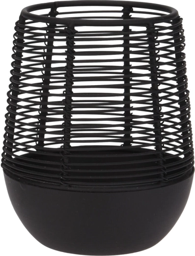 Kovový drôtený svietnik na jednu sviečku, čierny, 10 × 12 cm