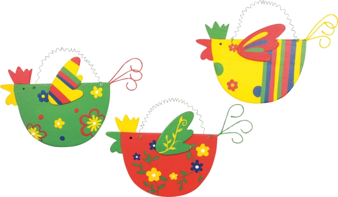 Drevené sliepočky farebné – sada 3 ks