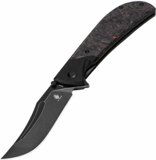 Kizer Phoenix vreckový nôž 9 cm, Black Stonewash, čierny/oranžový, FAT Carbon a hliník