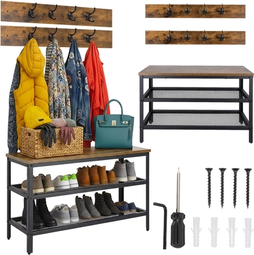 Ruhhy botník s lavicou a vešiakom 73 cm, loft/industriálny