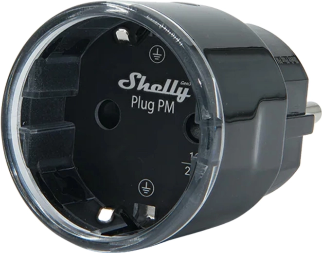 Shelly Plug PM Gen3 Matter inteligentná zásuvka s meraním spotreby, čierna