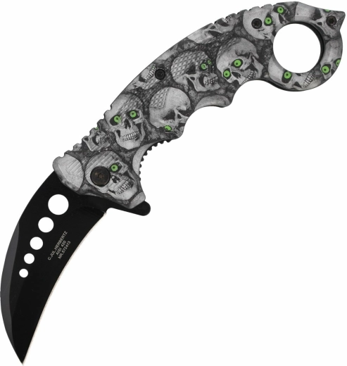 Herbertz CJH Totenköpfe vreckový zatvárací nôž karambit 7,3 cm