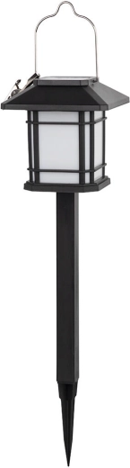 Solárna záhradná lucerna s kolíkom, 12 LED, nerez a čierna, 40 cm