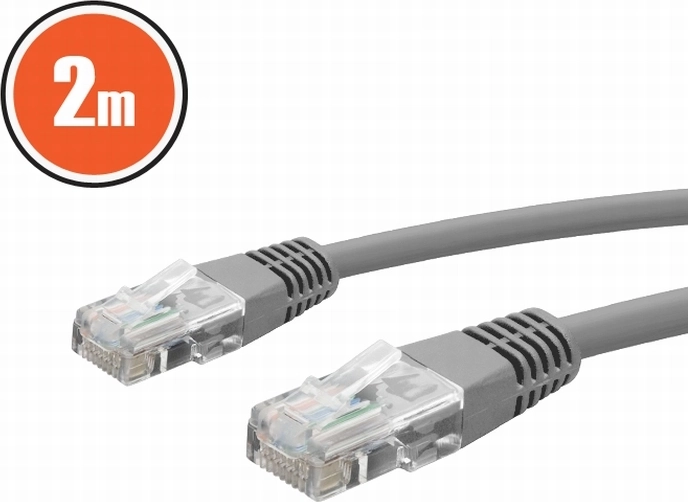 Sieťový patch kábel CAT5e UTP 2 m sivý