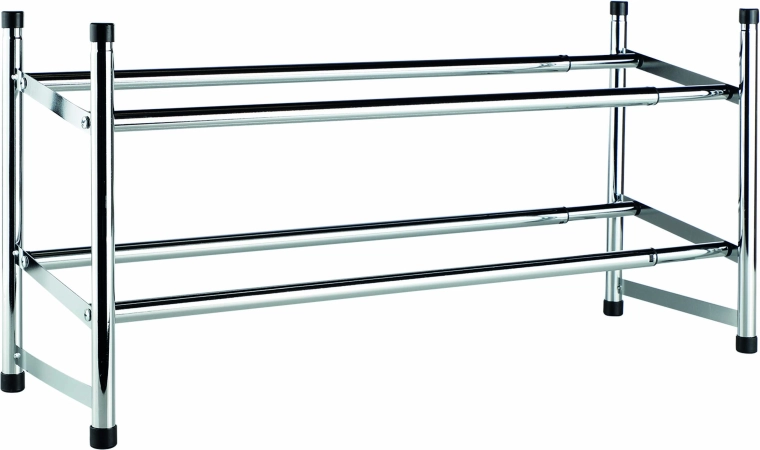 Nastaviteľný dvojposchodový chrómovaný botník z ocele