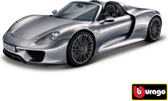Bburago 1:24 Porsche 918 Spyder Metalická sivá 18-21076