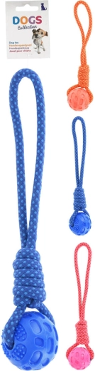 Hračka pre psa – loptička s lanom 40 × 7 × 7 cm, mix farieb