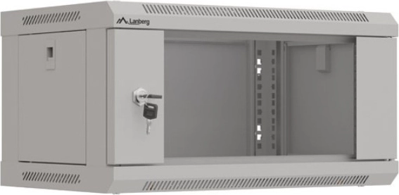 Nástenná rack skriňa 19" 4U 540×350 sivá s presklenými dverami (flat pack)