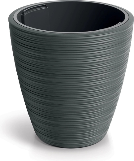 Kvetináč Vena round s vložkou tmavosivý 19,8 cm
