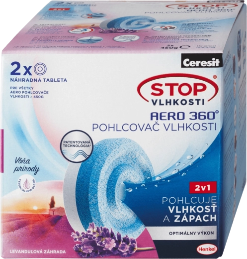 Ceresit Stop vlhkosti AERO 360° náhradné tablety levanduľa 2×450 g