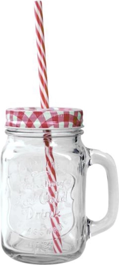Pohár Mason s viečkom a slamkou 450 ml