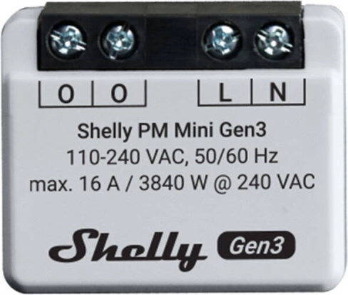 Riadiaca jednotka energie Shelly PM Mini Gen3 WiFi/Bluetooth