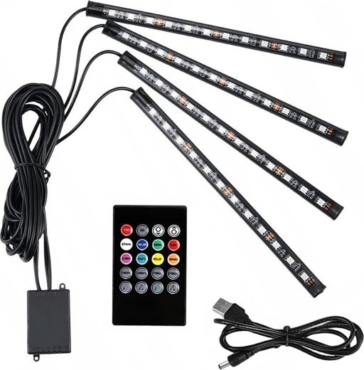 RGB LED osvetlenie interiéru automobilu so zvukovým senzorom