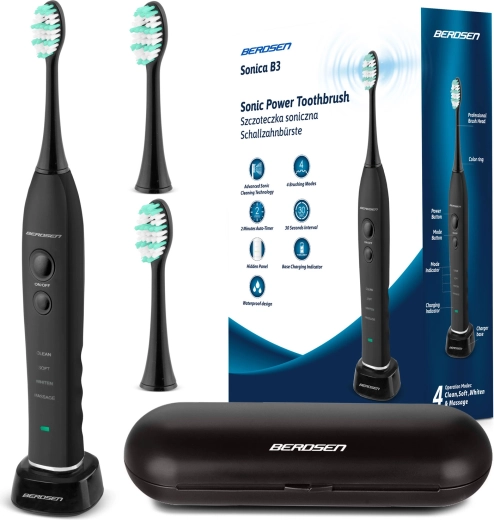 Sonická zubná kefka s puzdrom Berdsen Sonica B3 čierna