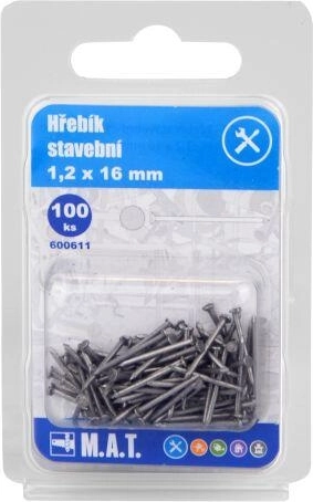 Stavebné klince 16 × 1,2 mm, 100 ks