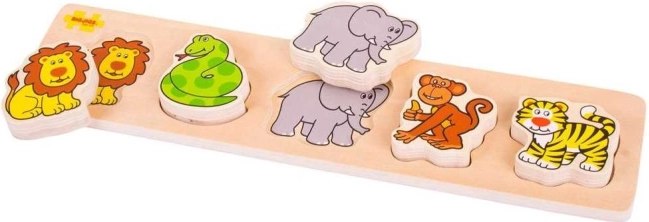 Bigjigs Baby drevené safari puzzle