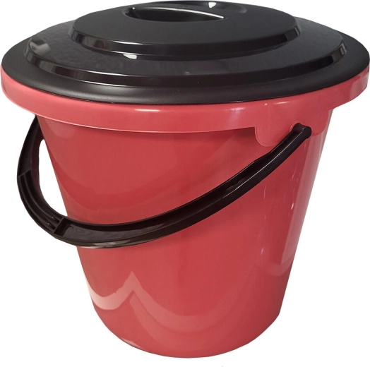 Plastové vedro s vekom a mierkou 10 l – mix farieb