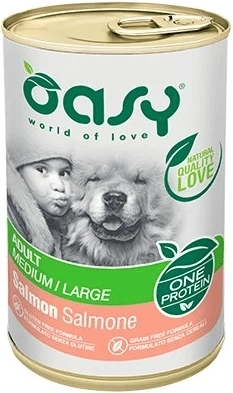 Oasy One Protein paštéta pre dospelé psy stredných a veľkých plemien s lososom 400 g