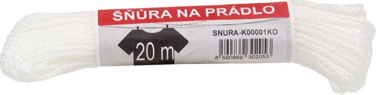 Prádelná šnúra PPV 20 m, priemer 3 mm, biela
