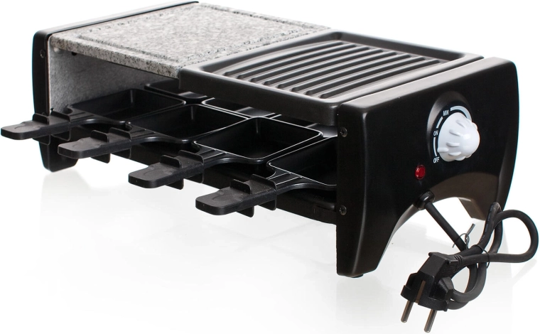 Elektrický raclette gril pre 8 osôb s prírodným kameňom a grilovacou doskou