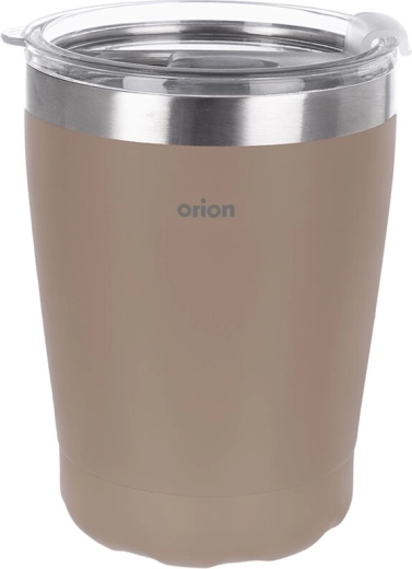 Orion termo cestovný hrnček z nerezu s viečkom 0,41 l hnedý