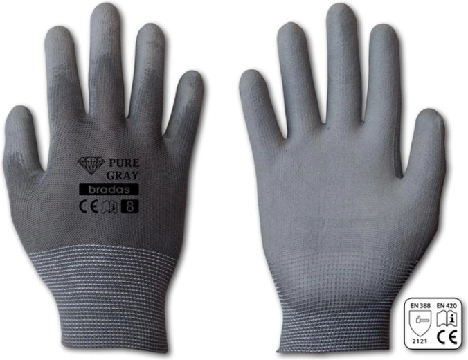 Ochranné rukavice PURE GRAY PU, veľkosť 9 (L)