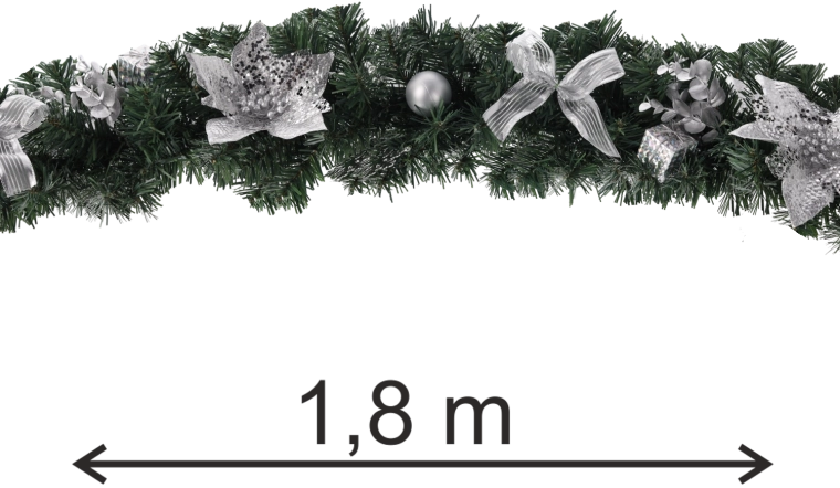 Strieborná vianočná girlanda 1,8 m