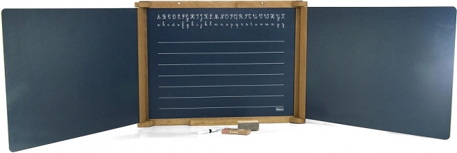 Jeujura drevená trojkrídlová nástenná multifunkčná tabuľa 156 × 43 cm s príslušenstvom