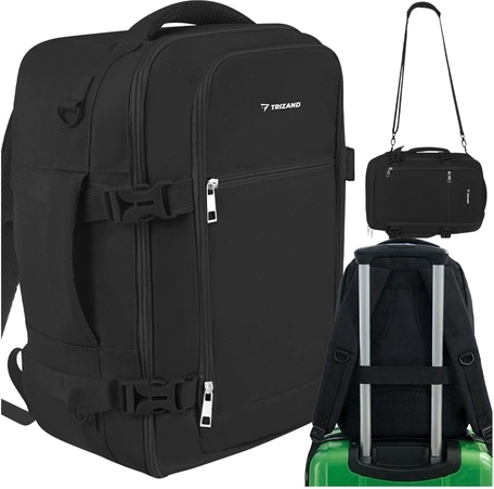 Cestovný batoh 20 l 40 × 25 × 20 cm čierny TRIZAND 2v1 batoh/taška cez rameno