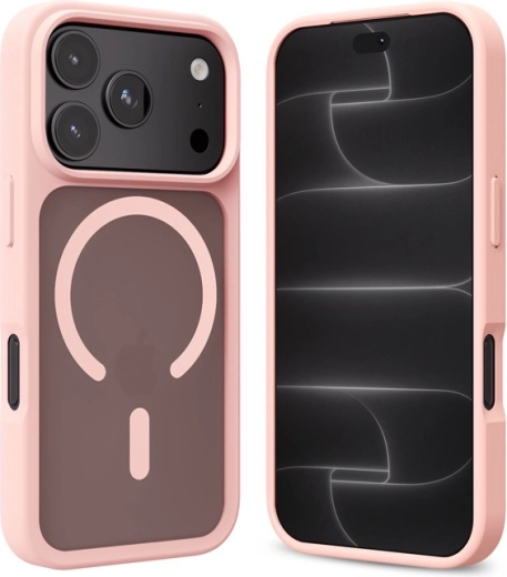 Crong Hybrid Matte Magnetic puzdro kompatibilné s MagSafe pre iPhone 18 Pro / iPhone 17 Pro, ružové