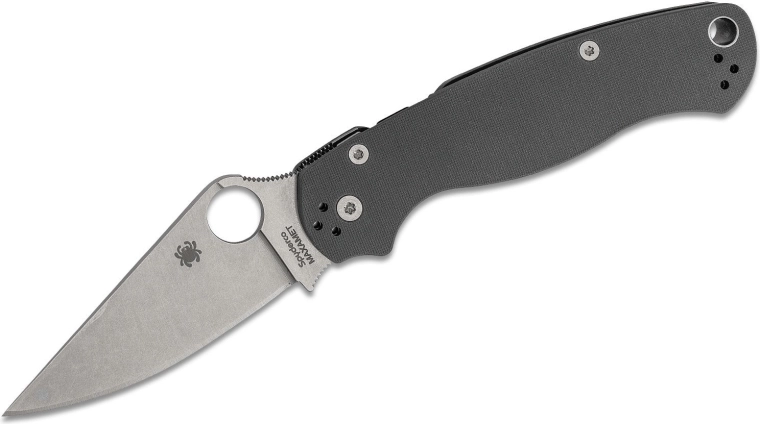 Vreckový nôž Spyderco Para Military 2 Maxamet, 8,7 cm, stonewash, sivý, G10