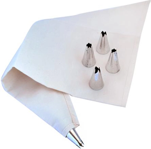 Sada na zdobenie tort s bavlneným vreckom a 5 kovovými tryskami