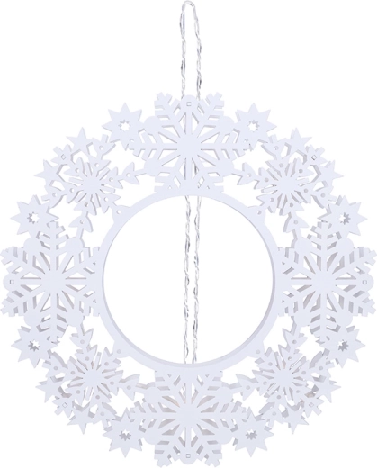 Solight LED drevený vianočný veniec s časovačom 30 cm biely – 1 kus