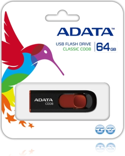 ADATA USB flash disk 64 GB C008 čierno‑červený