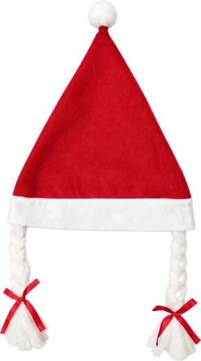 Vianočná čiapka pani Santa s vrkočmi - 1 kus