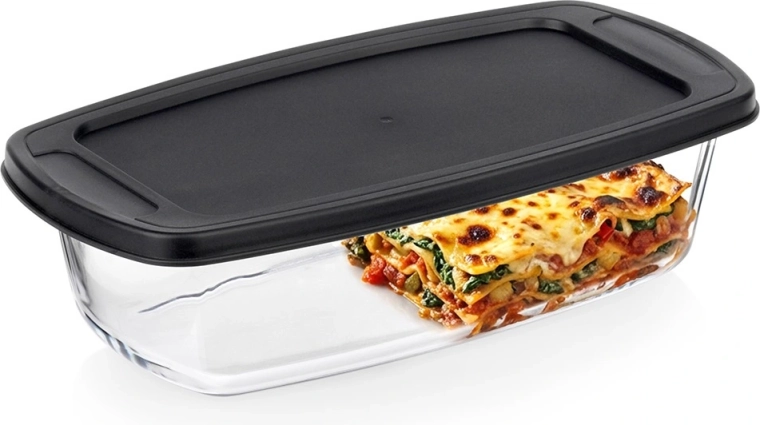 Sklenená žiaruvzdorná misa s vekom 1,5 l